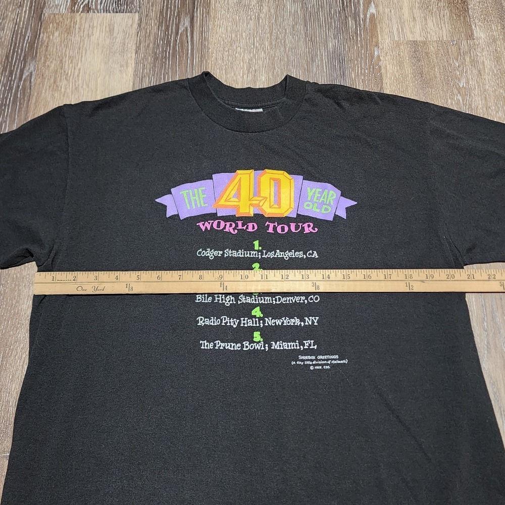 Vintage Forty 40th Tour Birthday Shoebox Greetings Humor Shirt XL Made in USA - Picture 6 of 7